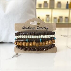 Fashion Jewelry Brown and White Beaded Bracelets